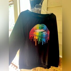 Never worn Black multi-colored sweatshirt